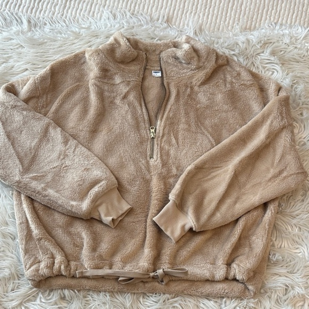 Cozy Tan Zip-Up teddy Bear Fleece Jacket